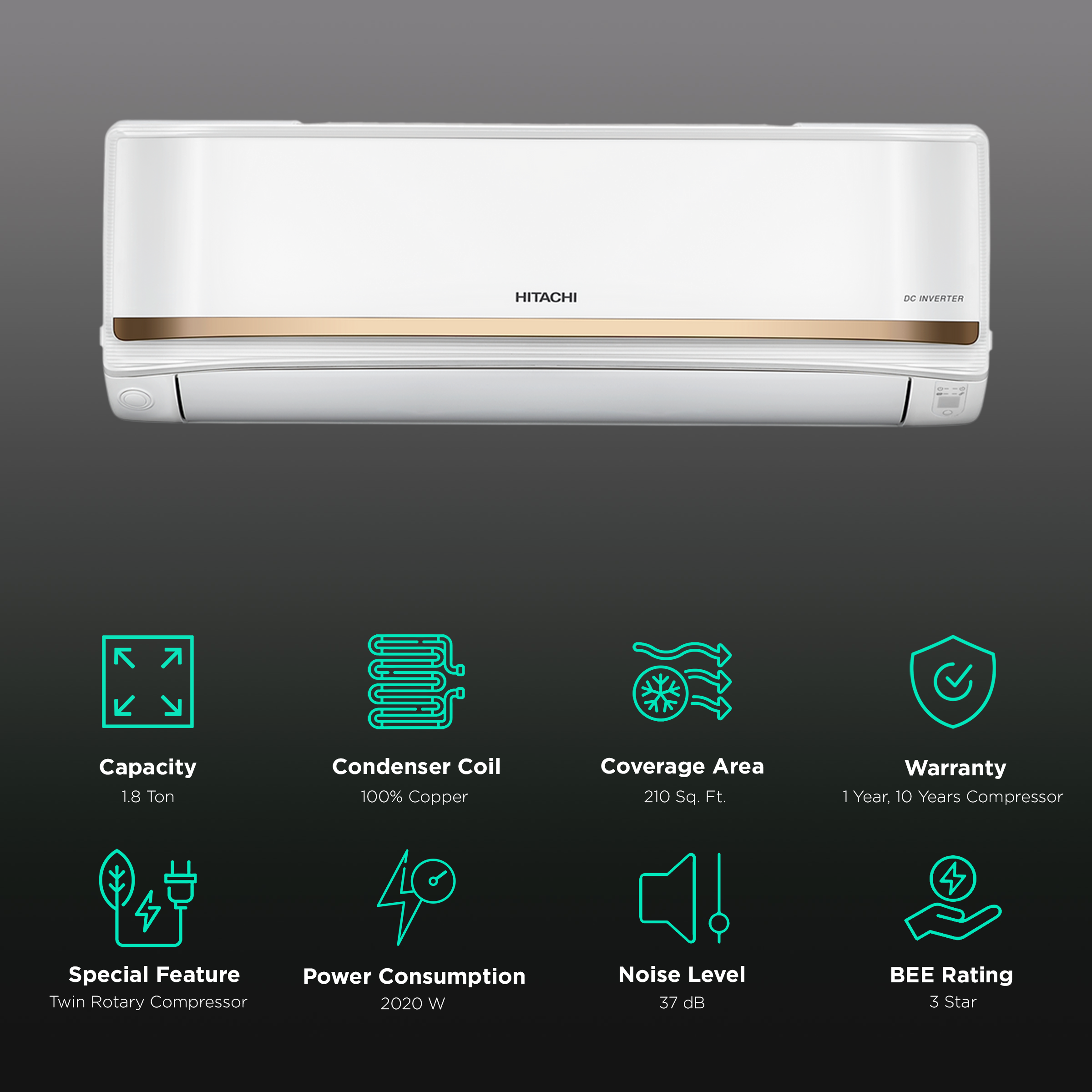 Hitachi 1.8 deals ton split ac